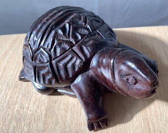 Handmade & Handcrafted Burmese Wooden Turtle Figure, Wooden Turtle Sculpture, Wooden Turtle Figure