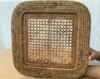 Handmade & Handcrafted Burmese Food Serving Plate Mat Square Shaped, Made of Cane
