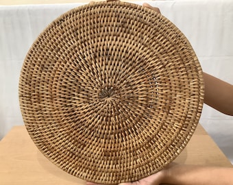 Handmade & Handcrafted Burmese Food Serving Plate Mat Circle Shaped, Made of Cane