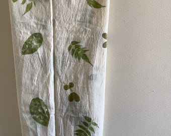 Botanical Eco printed Handmade scarf (Shaw) which print on organic cotton fabric made by banana leafs.
