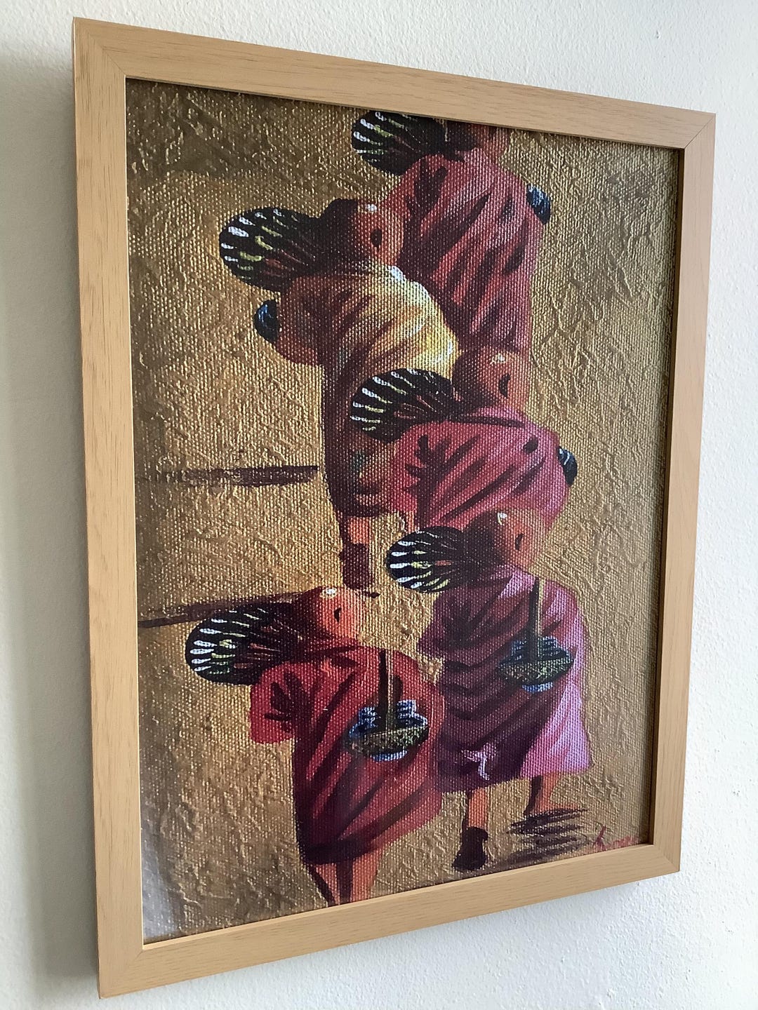 Original Photo on Canvas Oil Painting by Burmese Artist Monks Scenic ...