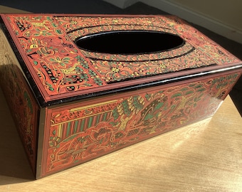BURMESE Handmade Lacquered Decorative Tissue Box