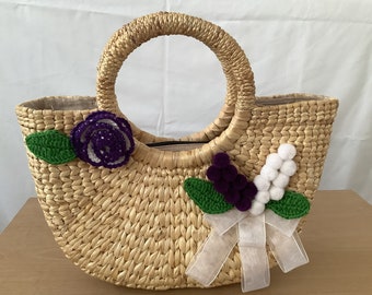 Handwoven & Handmade Burmese made of Water Hyacinth Plant (Stems, Plants) Bag