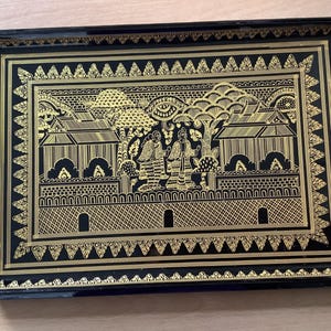 Burmesische lackierte Gold handgefertigte Serviertabletts rechteckig geformt