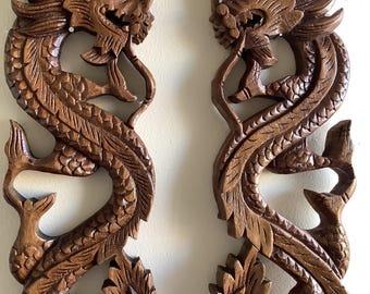 A Handmade & Handcrafted Timber Wooden Carved Burmese Nagar , Burmese name for Dragon.
