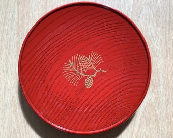 Handmade Wooden Red Decorative Plate (Used for multiple purposes)