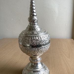 Handmade Burmese Buddhist Offering Bowl Silver colour.