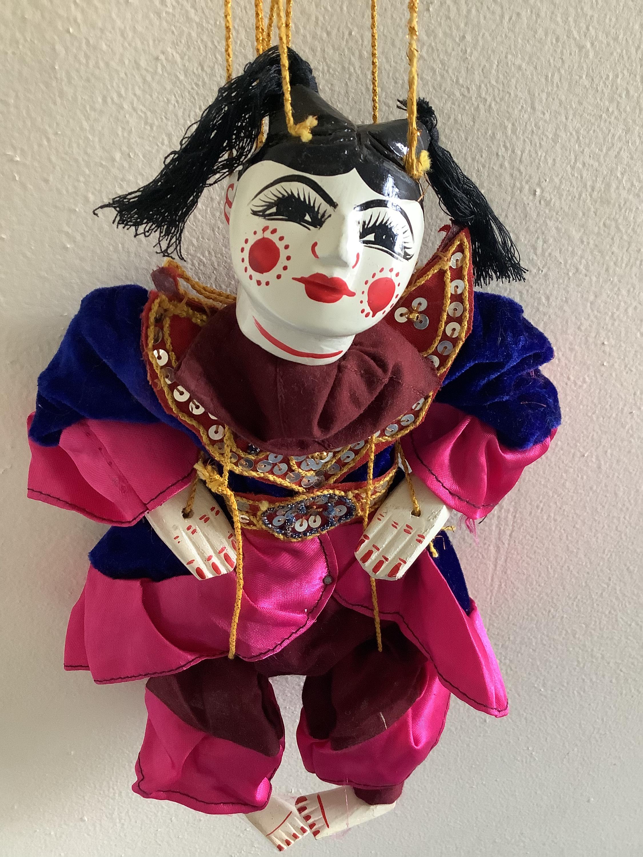 Traditional Burmese Puppet Marionette, Mail Fairy(zaw Gyi)figure and  Tharngataw Copious Amounts of Beaded, Sequined With Red Silky Dress. - Etsy