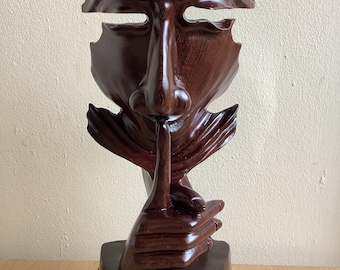 Handmade & Handcrafted Burmese Wooden modern Art  Be quite.
