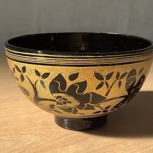 Burmese Lacquered Gold Handmade Drinking soup bowl (With multiple designs)
