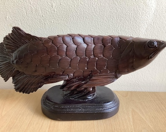 Handmade & Handcrafted Burmese Wooden Lucky Fish  Figure, Wooden Lucky Fish Sculpture.