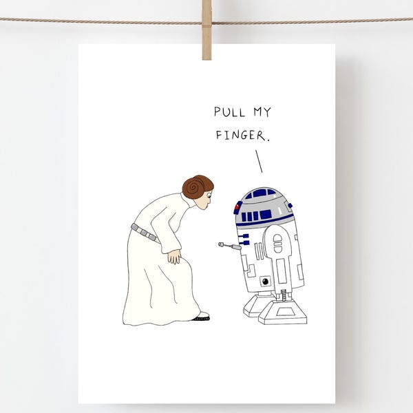 Funny Star Wars Birthday Card: Princess Leia, R2D2 Pun