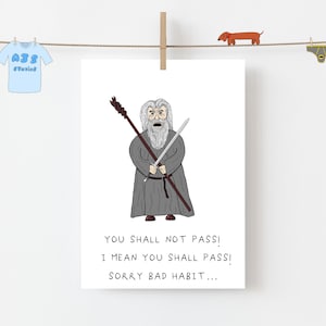 Carte porte-bonheur Gandalf amusante - Carte de voeux amusante - AJS STUDIOS