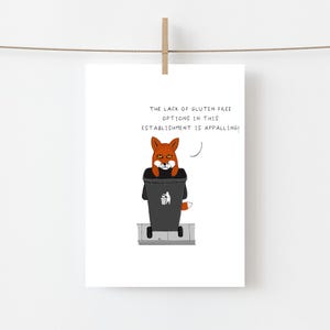 Hungry Fox - glutenvrije verjaardagskaart - grappige wenskaart - kaart met Britse humor - AJS STUDIOS