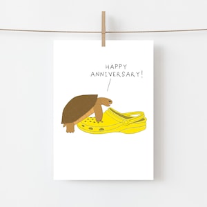 Tarjeta de aniversario divertida, inspirada en el meme de la tortuga y el cocodrilo, perfecta para parejas con humor, un saludo lindo y peculiar para él o ella - AJS