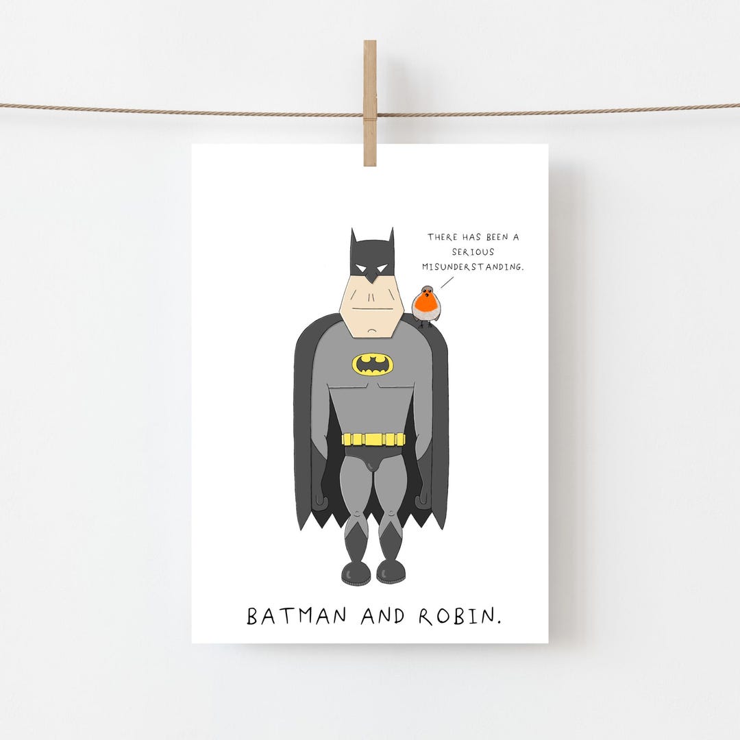 Funny Batman & Robin Card – Superhero Birthday Anniversary Greeting - Etsy