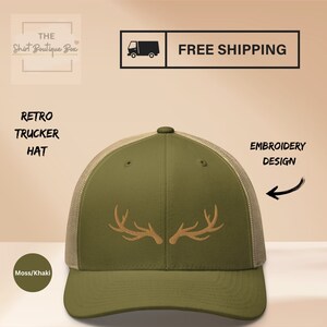 Retro gewei truckerhoed, jager, jachtcadeau, cadeau voor hem, cadeau voor haar, cadeau hertenjager