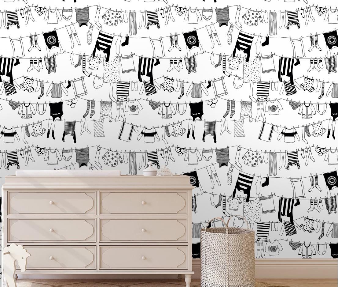 Removable Wallpaper Peel and Stick, Self-adhesive ,clothes on Washing ...