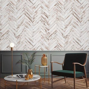 Herringbone Parkettboden Textur Abnehmbare Tapete, Schälen und Aufkleben, Selbstklebend, Herringbone Wandbild, Wohnzimmer Wandbild Wohnkultur