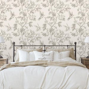Removable Peel and  Stick Wallpaper, Self-Adhesive Wall Mural,birds and flowers decor Traditional Wallpaper kids nursery wallpaper