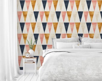 Simple shapes wallpaper , Removable Wallpaper, Peel and Stick, Self-Adhesive geometric Wall Mural, bedroom wallpaper Scandinavian wall decor