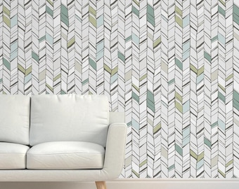 Removable wallpaper Peel and Stick, Self-Adhesive , Hand drawn herringbone Traditional Wallpaper nursery wallpaper herringbone wall mural