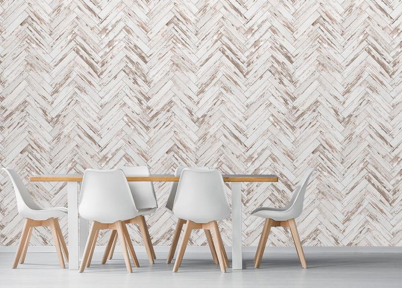 Herringbone Parquet Floor Texture Removable Wallpaper, Peel and Stick ...