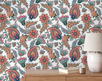 Vintage Blumen Abnehmbare Tapete, Selbstklebendes Wandbild, Paisley Blumenwandbild Kinderzimmer Traditionelle Tapete
