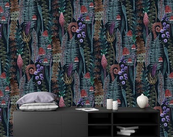 Papel pintado autoadhesivo despegable con diseño de bosque mágico, papel tapiz tradicional para decoración de habitación infantil.