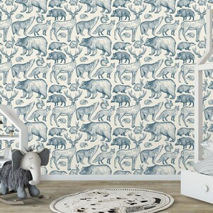 Removable wallpaper Peel and  Stick, Self-Adhesive ,Forest animals Traditional Wallpaper kids Room Wall Mural nursery wallpaper