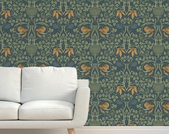 vintage floral Removable Peel and Stick Wallpaper, Self-Adhesive Wall Mural, floral wall mural nursery room decor Traditional Wallpaper