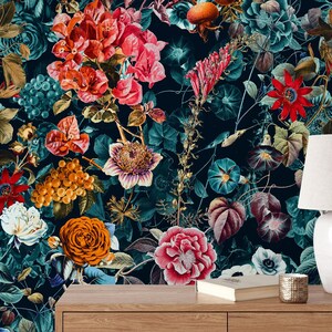 Dark garden Removable wallpaper Peel and  Stick, Self-Adhesive Wall Mural,floral home decor Traditional Wallpaper