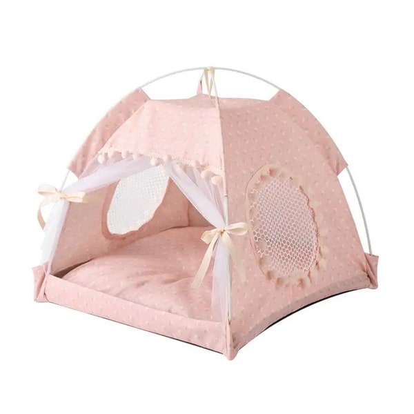 Tent Doll Bed, Tent Small Pet Bed, Doll Tent Pink Bed, Small dog tent bed, Luxury Small Animal Tent Bed, Small Tent Bed , Pink Small pet bed