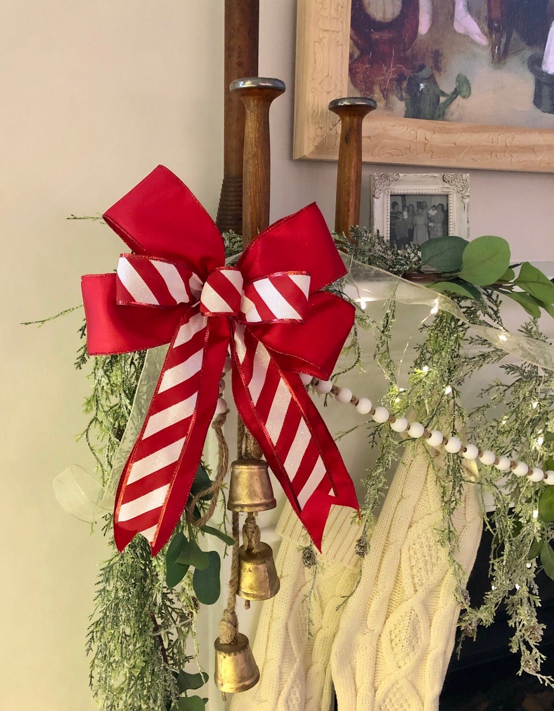 Christmas Wreath Bow, Christmas Garland Bow, Christmas Lantern Bow