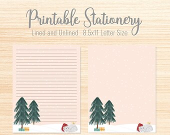 Printable Stationery Lined and Unlined Cute Christmas Stationery Letter Paper Digital Paper Printable Paper Printable Letter Christmas Trees