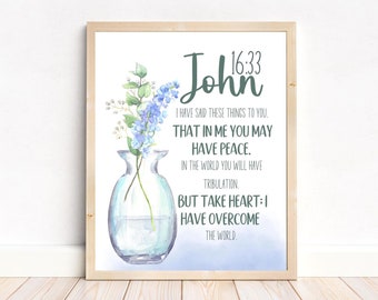 Printable Wall Art John 16 Scripture Wall Art Printable Watercolor Christian Bible Verse Wall Art Scripture Instant Digital Download