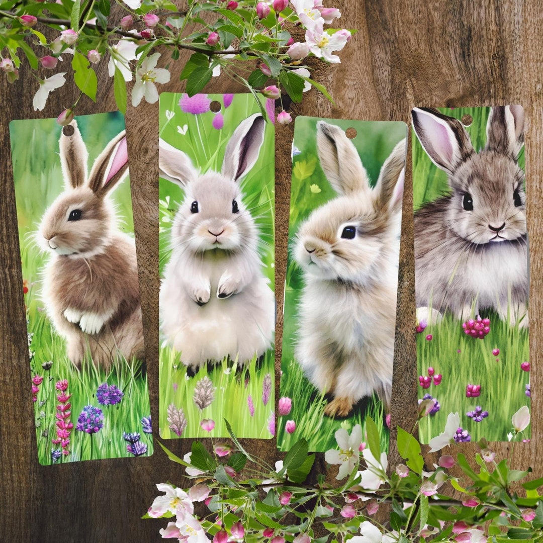 Cute Bunnies Printable Bookmarks Watercolor Bookmarks Easter Bunny ...