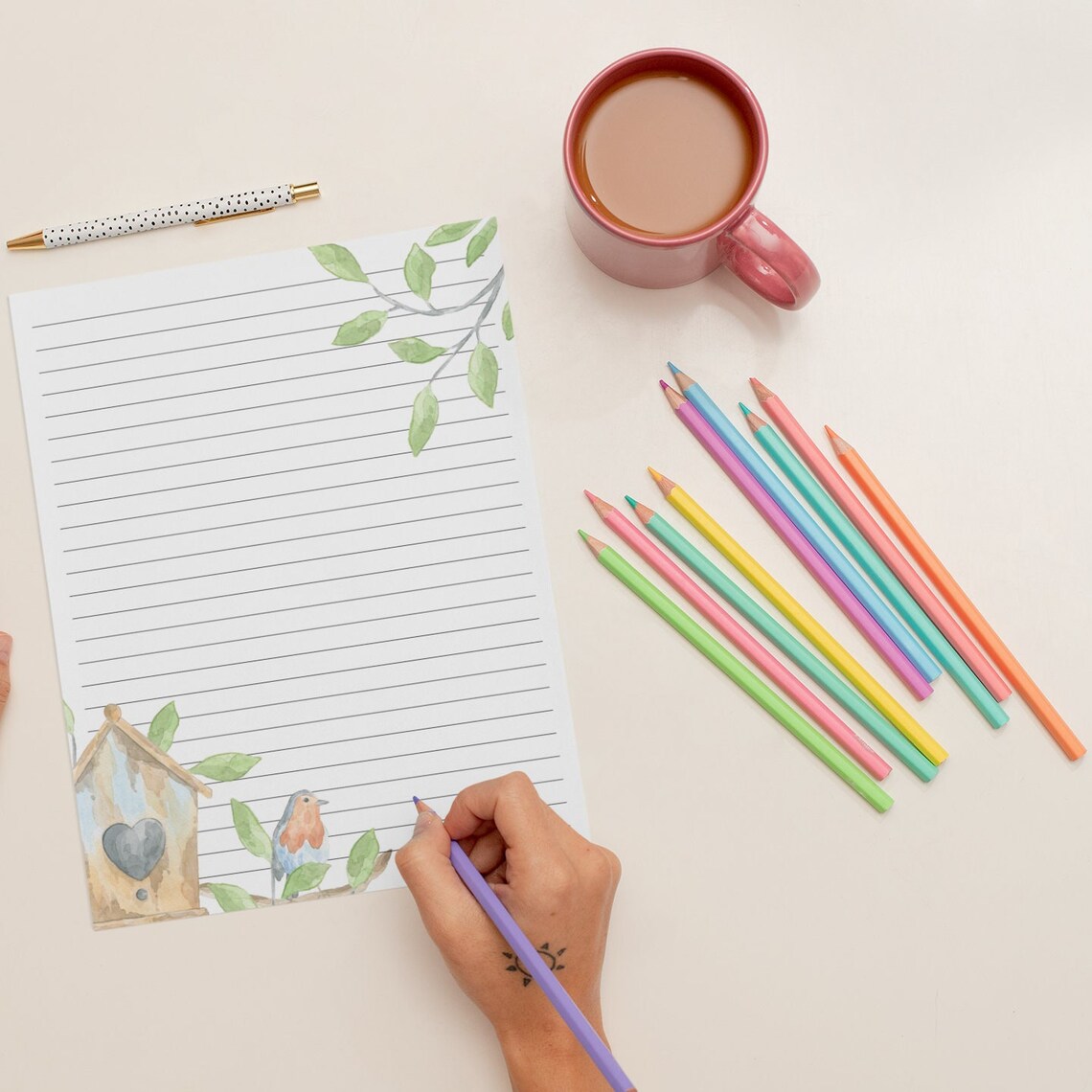 Bird Stationery Printable Stationery Lined and Unlined Stationery ...