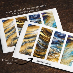 Printable Blue and Gold Watercolor Bookmarks Printable Bookmark Set
