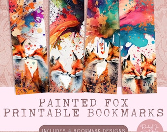 Segnalibro con pittura a volpe stampabile, segnalibro con animali, segnalibri fai da te, segnalibro carino, regalo per lettori, segnalibro con animali del bosco, download digitale