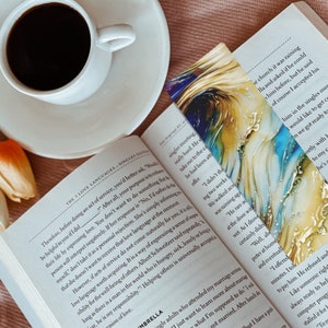 Printable Blue and Gold Watercolor Bookmarks Printable Bookmark Set