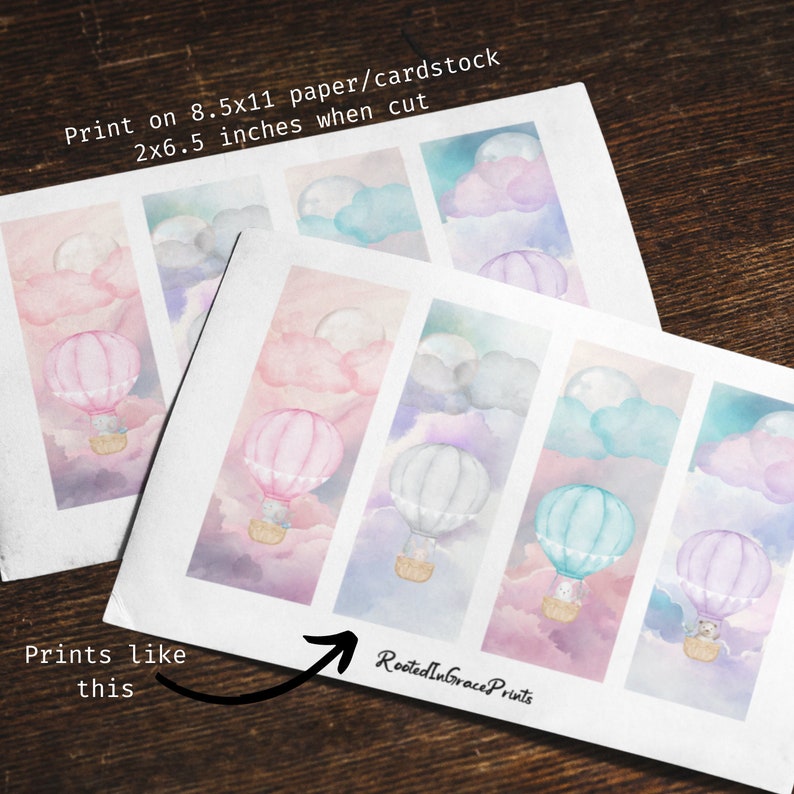 Bookmark Printable Hot Air Balloon Book Lover Bookish Gift for Readers ...
