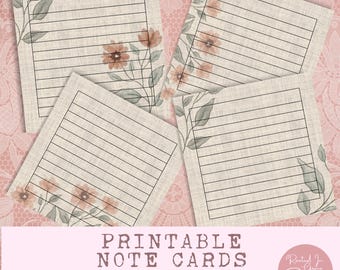 Schede di appunti vuote Inserto per diario stampabile Note a righe 4x4 Schede quadrate stampabili per progetti artigianali Carta per scrapbooking Note per scatola del pranzo