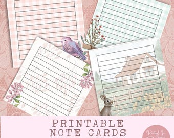 Schede di appunti vuote Inserto per diario stampabile Note a righe 4x4 Schede quadrate stampabili per progetti artigianali Carta per scrapbooking Note per scatola del pranzo