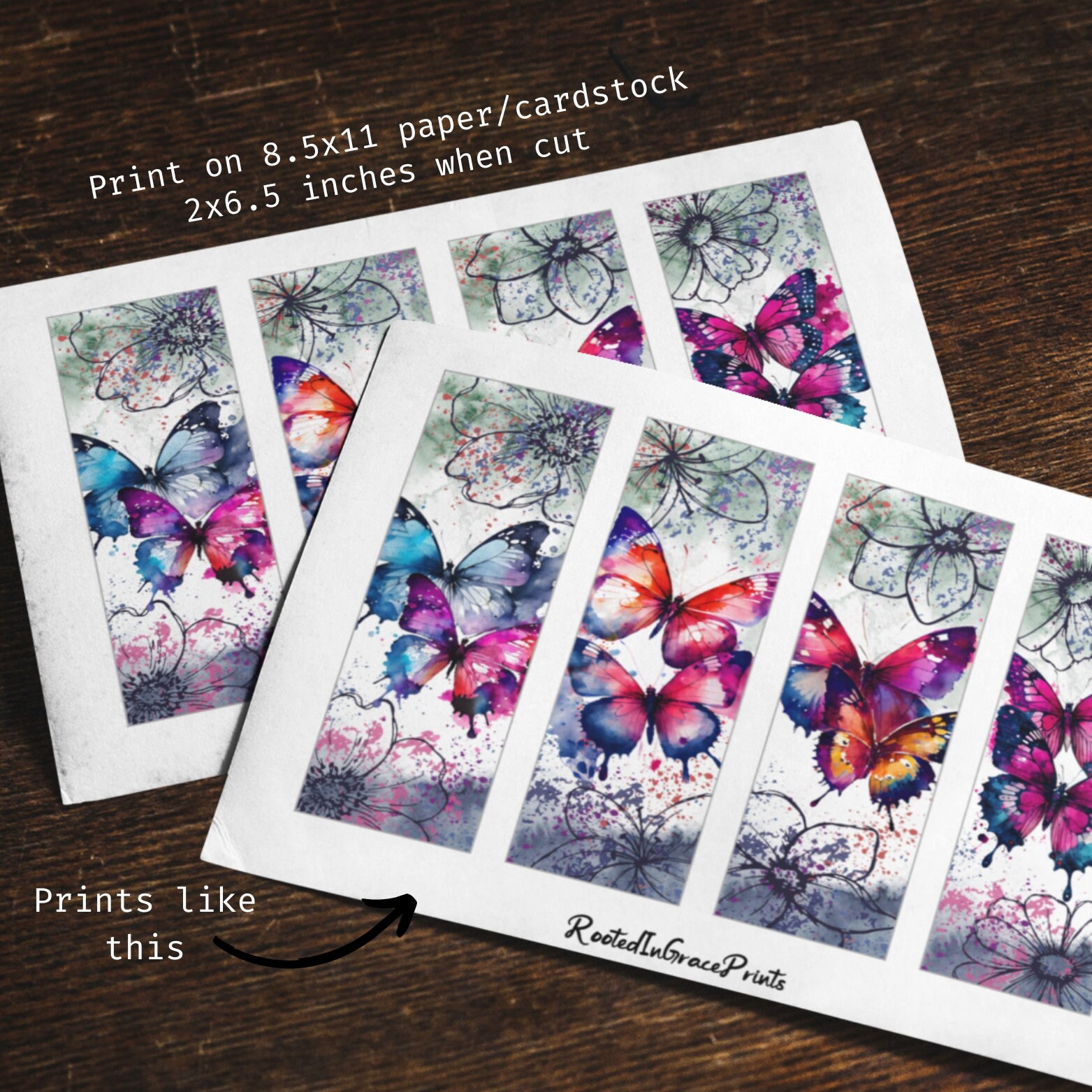 Watercolor Butterflies Printable Bookmarks Printable Bookmark Set