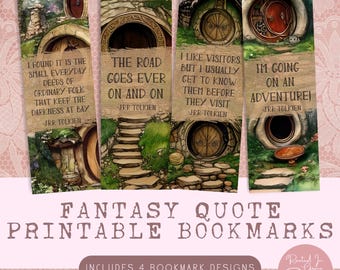 Set di 4 segnalibri fantasy stampabili / Segnalibri medievali per amanti dei libri / Regalo letterario a tema castello del drago