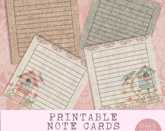 Schede di appunti vuote Inserto per diario stampabile Note a righe 4x4 Schede quadrate stampabili per progetti artigianali Carta per scrapbooking Note per scatola del pranzo