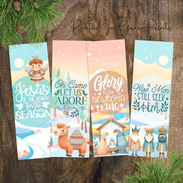 Christmas Bookmarks for Kids Stocking Stuffer Printable Bookmarks Childrens Christian Bookmarks Bible Verse Printable Digital Download