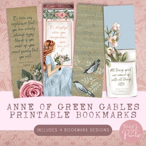 Anne auf Green Gables Druckbare Lesezeichen Anne Shirley Literatur Klassiker Zitat Buchklub Geschenk für Leser Buchzeichen zum Ausdrucken