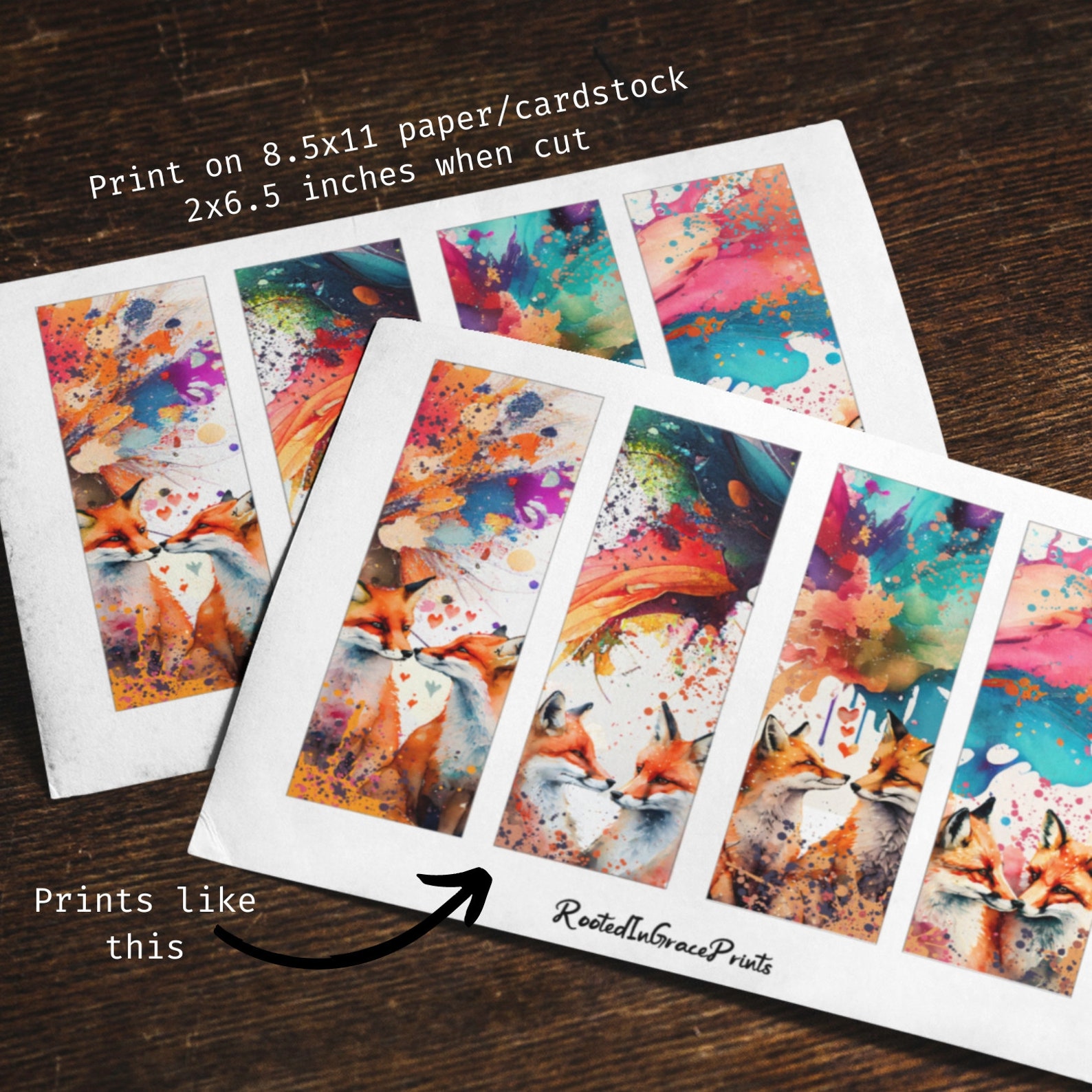 Fox Printable Bookmarks Printable Bookmark Set Fox Bookmarks Watercolor ...
